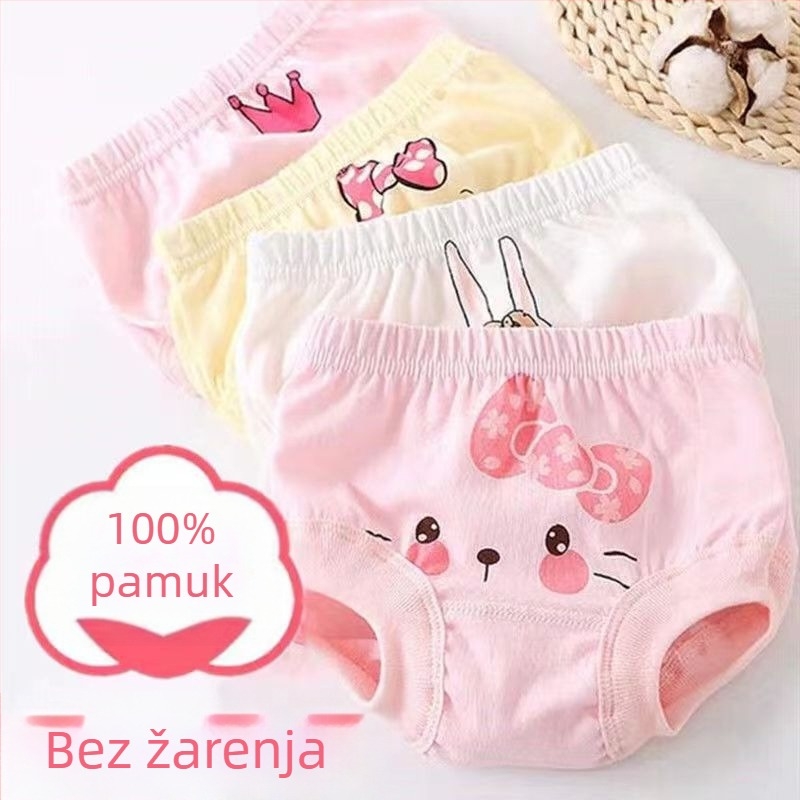 Dječje pamukaste donje rublje za djevojčice – 95% pamuk, bešavni dizajn, uzrast 3–8 godina