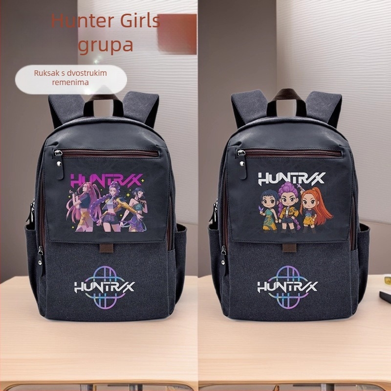 Platneni ruksak unisex s motivom anime i crtanki, prozračan i vodootporan, zakrivljeni remen ramena, ulični stil
