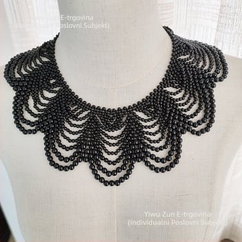 Ručni ogrlica-šal od perlica s velikim valovitim uzorkom, lažni ovratnik i klavikularni lanac