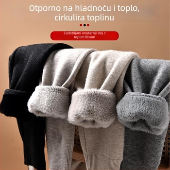 Unisex vunene termalne hlače, visoki pojas, elastičan uski kroj, dvostruka sloja, flis iznutra, 95-100% vuna, gustoća 251-300 g/m²
