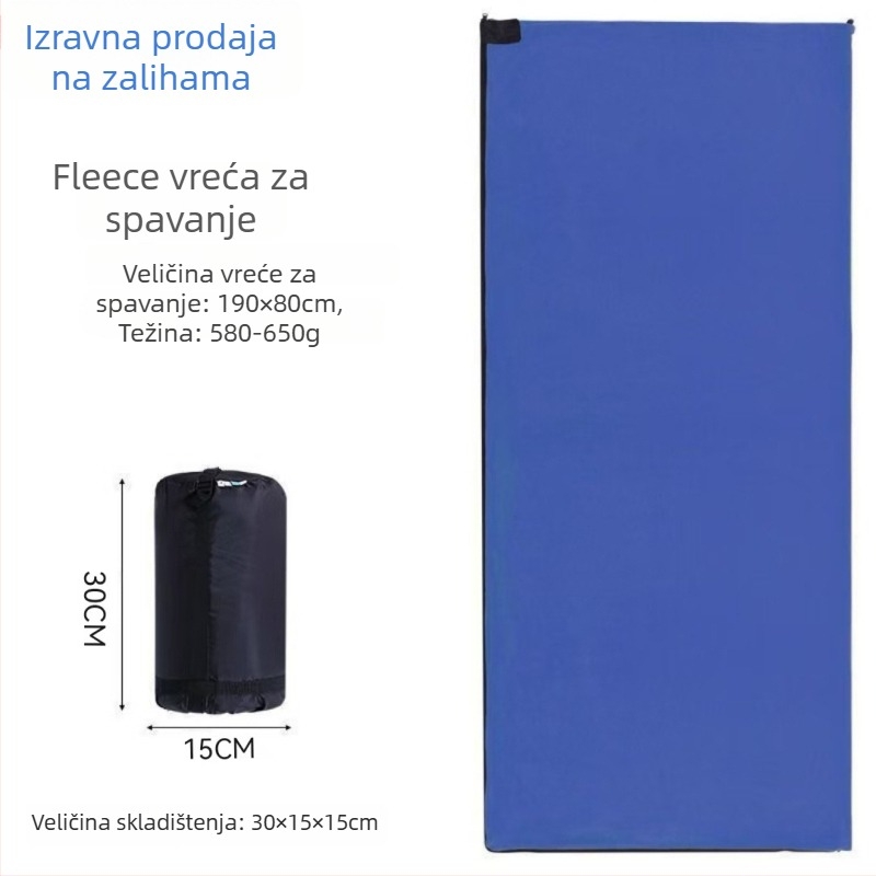 Flis spavaća vreća za odrasle, omotnog stila, flis tkanina i podstava, težina 620 g