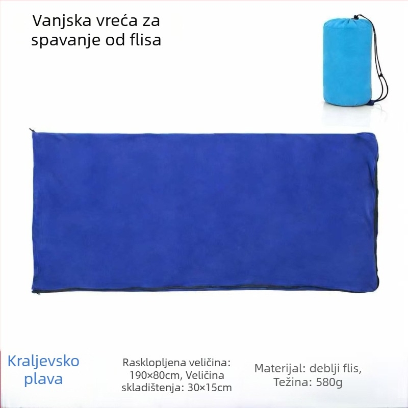 Flis spavaća vreća za odrasle, omotnog stila, flis tkanina i podstava, težina 620 g
