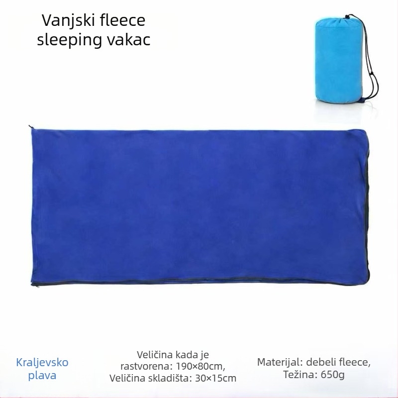 Flis spavaća vreća za odrasle, omotnog stila, flis tkanina i podstava, težina 620 g