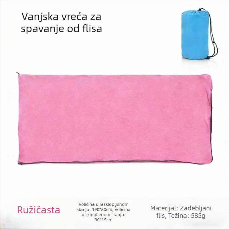 Flis spavaća vreća za odrasle, omotnog stila, flis tkanina i podstava, težina 620 g