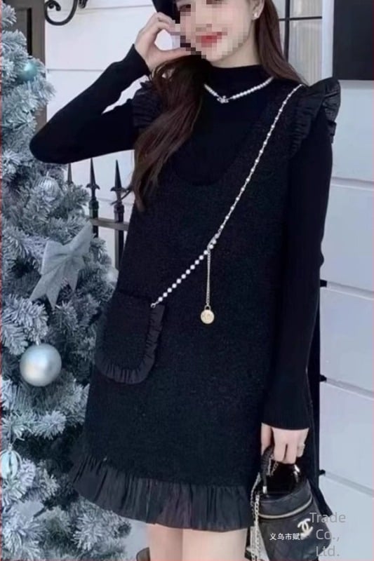 Dvodijelni set za trudnoće: haljina s stražnjim remenima, prozračna pamučna tkanina, dugi rukavi, japansko-korejski casual stil