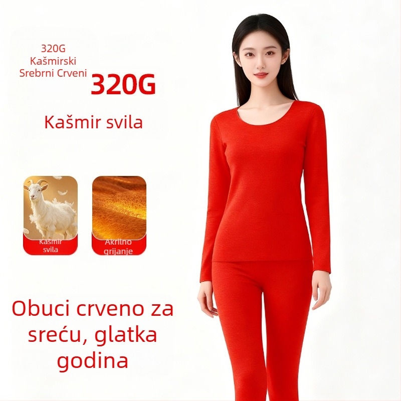 Zimski termalni set donjeg rublja s grijanjem - Derong akril, ekstra debeli 301–350 g/m², baršunasta podstava, unisex, okrugli vrat, dugi rukavi, hlače, jednodijelni sloj