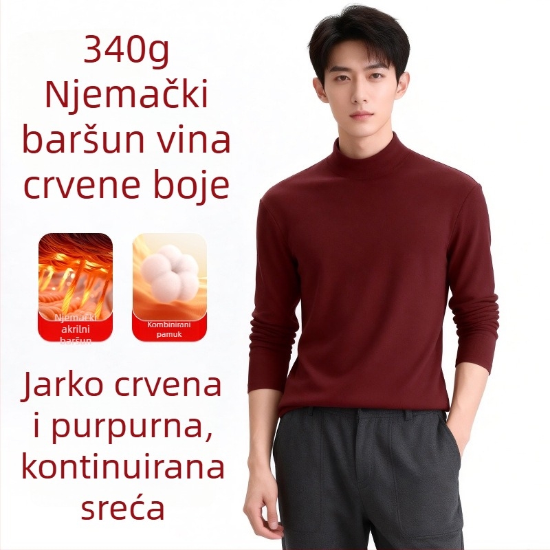 Zimski termalni set donjeg rublja s grijanjem - Derong akril, ekstra debeli 301–350 g/m², baršunasta podstava, unisex, okrugli vrat, dugi rukavi, hlače, jednodijelni sloj