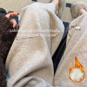 Trudničke hlače s širokim krojem za nošenje nakon poroda, debeli poliester-pamuk materijal, podrška trbuha, mikroelastičnost, udoban kroj
