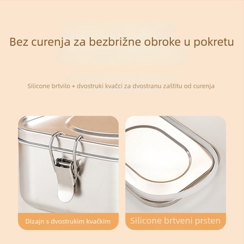 Kutija za ručak od 304 nehrđajućeg čelika, pravokutna, jednoslojna, 800–1000 ml (Materijal: 304 nehrđajući čelik; Kapacitet: 800–1000 ml; Oblik: pravokutan)