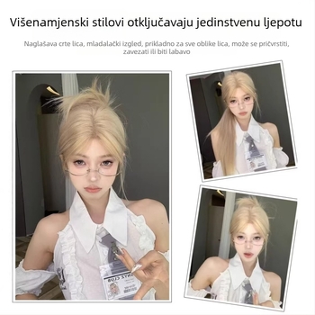 Kexiu Čipkasta Duga Ravna Perika, Prirodni Stil, Srednji Razdjel, Cijeli Set za Glavu, Vlas od Proteinskog Svile