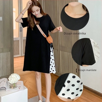 Trudnička haljina – širokog kroja, plus veličina, midi dužina, poliester