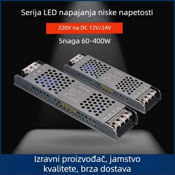 LED napajanje s konstantnim naponom, ulaz 220V AC, izlaz 12–24V DC, do 16,6A, 400W, zaštita: preopterećenje, kratki spoj, pretjerano napajanje, pregrijavanje, pretjeran tok