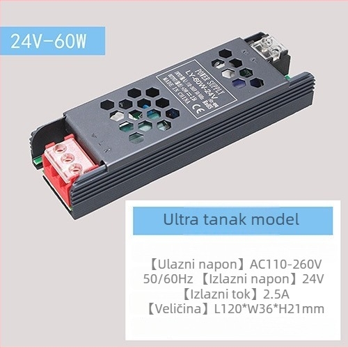 LED napajanje s konstantnim naponom, ulaz 220V AC, izlaz 12–24V DC, do 16,6A, 400W, zaštita: preopterećenje, kratki spoj, pretjerano napajanje, pregrijavanje, pretjeran tok