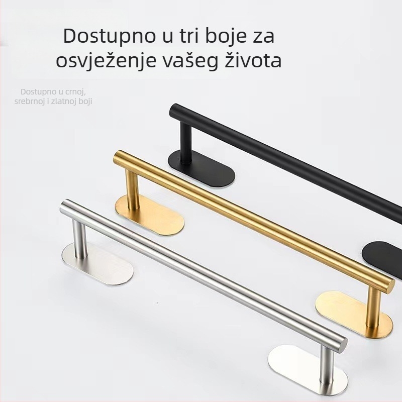 Držač za ručnike od nehrđajućeg čelika, brušeni završni sloj, nosivost 5 kg, bez bušenja, 1 sloj