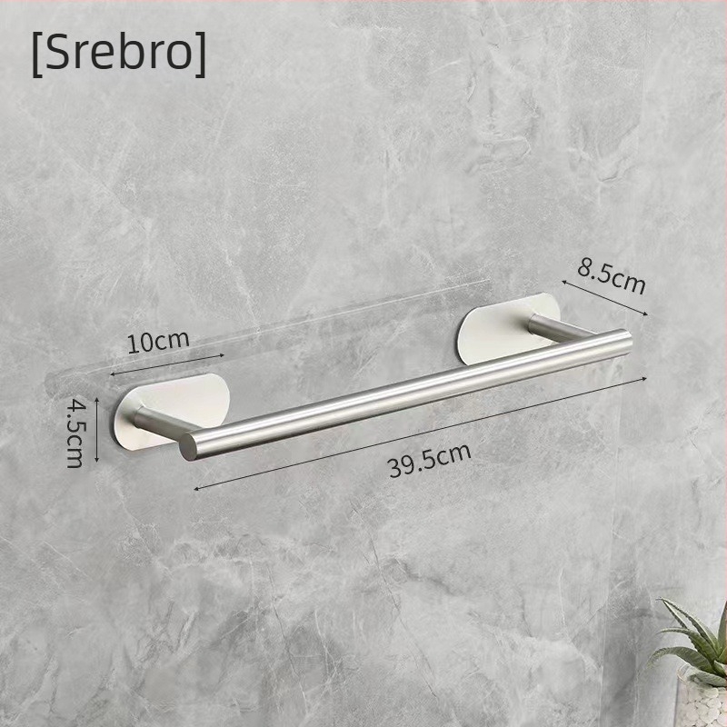 Držač za ručnike od nehrđajućeg čelika, brušeni završni sloj, nosivost 5 kg, bez bušenja, 1 sloj