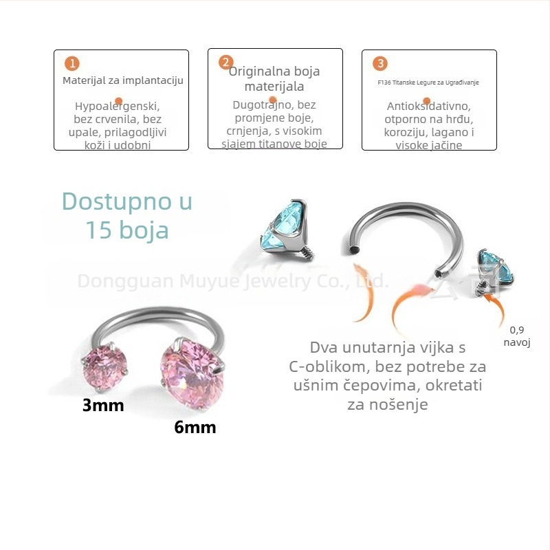 Naušnice od titanijevog legura, geometrijski oblik, lagani luksuzni stil, poliran završetak, Muyue marka
