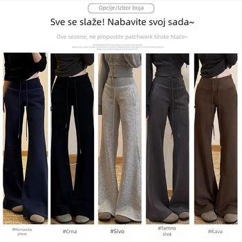 Trudničke hlače s uskim krojem i širim nogavicama, fleece podstava, održavaju toplinu, jesen-zima