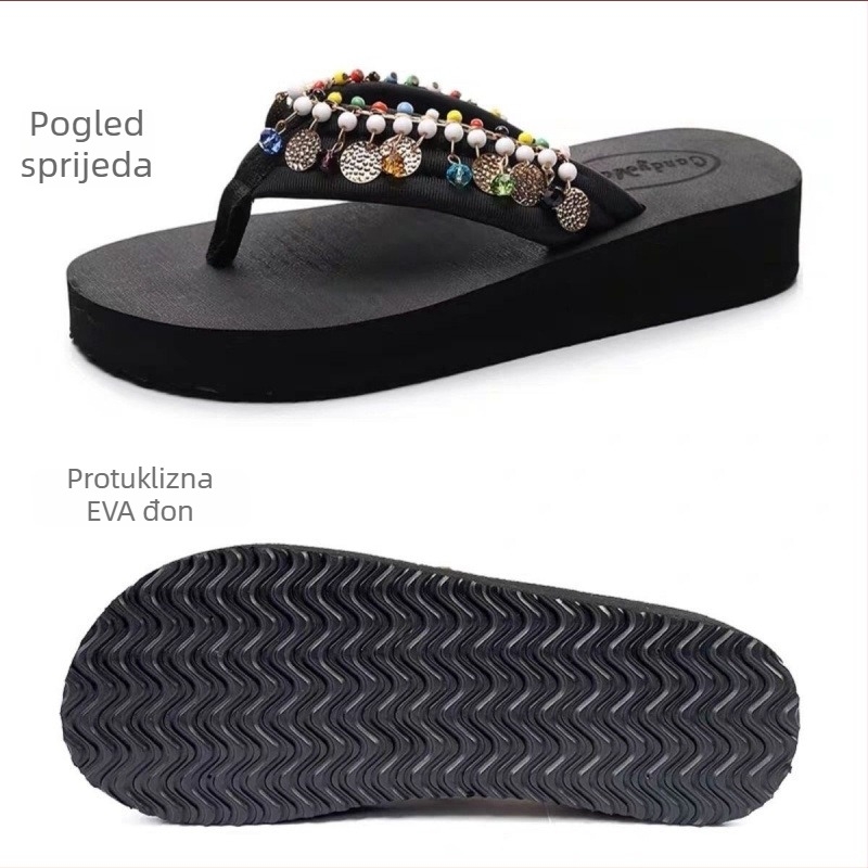 Ženske sandale s debelim potplatom – boemski stil, EVA gornji dio i EVA đon, protuklizne, klinični potplat za plažu