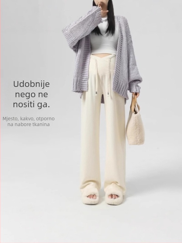 Trudničke hlače širokog kroja, s flis podstavom, materijal poliester-bavlna, podrška trbuha