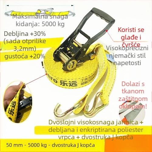 Napinjač za teret s dvostrukim kukama – Model LVTDR-HH; Materijal: visokoučinkoviti poliester; Primjena: vezanje i jačanje tereta