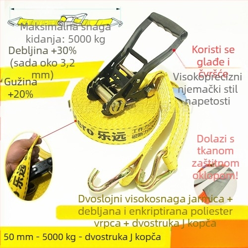 Napinjač za teret s dvostrukim kukama – Model LVTDR-HH; Materijal: visokoučinkoviti poliester; Primjena: vezanje i jačanje tereta