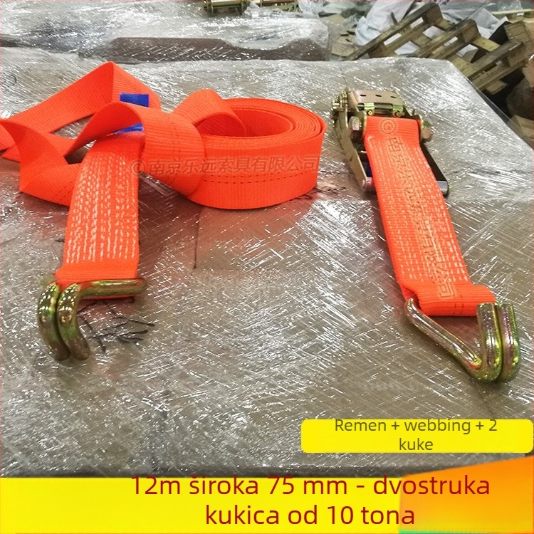 Napinjač za teret s dvostrukim kukama – Model LVTDR-HH; Materijal: visokoučinkoviti poliester; Primjena: vezanje i jačanje tereta