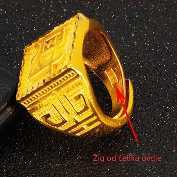 Muški prsten od bakarnog legura, otvoreni dizajn, peskano završna obrada, graviran tekst, elektroplatiranje, u stilu Novokineskog etničkog.