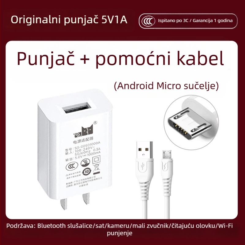 5V1A Napajanje glava – Univerzalni punjač za Bluetooth slušalice, nadzornu kameru, olovku za čitanje, pametni sat (5W izlaz, QC 4.0)