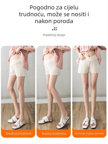 Trudničanske sigurnosne hlače za ljeto, tanke, brzo sušeće, visok pojas, uski kroj, kapri duljina, poliester/elastan 93,3%/6,7%