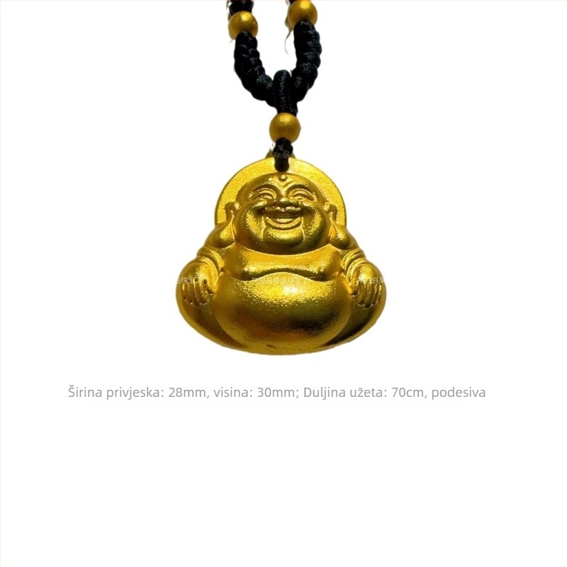 Ogrlica s Budom: nasmijani Buda s velikim trbuhom; metalni materijal; srednjovjekovni stil; književno retro; lansiranje proljeće 2024