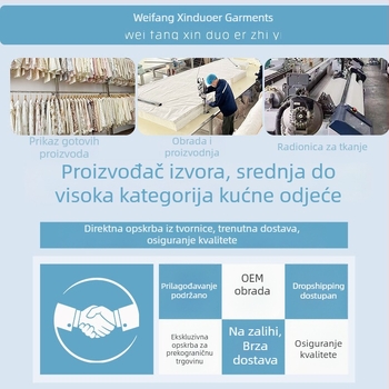 Ženske pamučne pidžame, set u jednostavnom ležernom stilu, tanki materijal, dugi rukavi, duge hlače