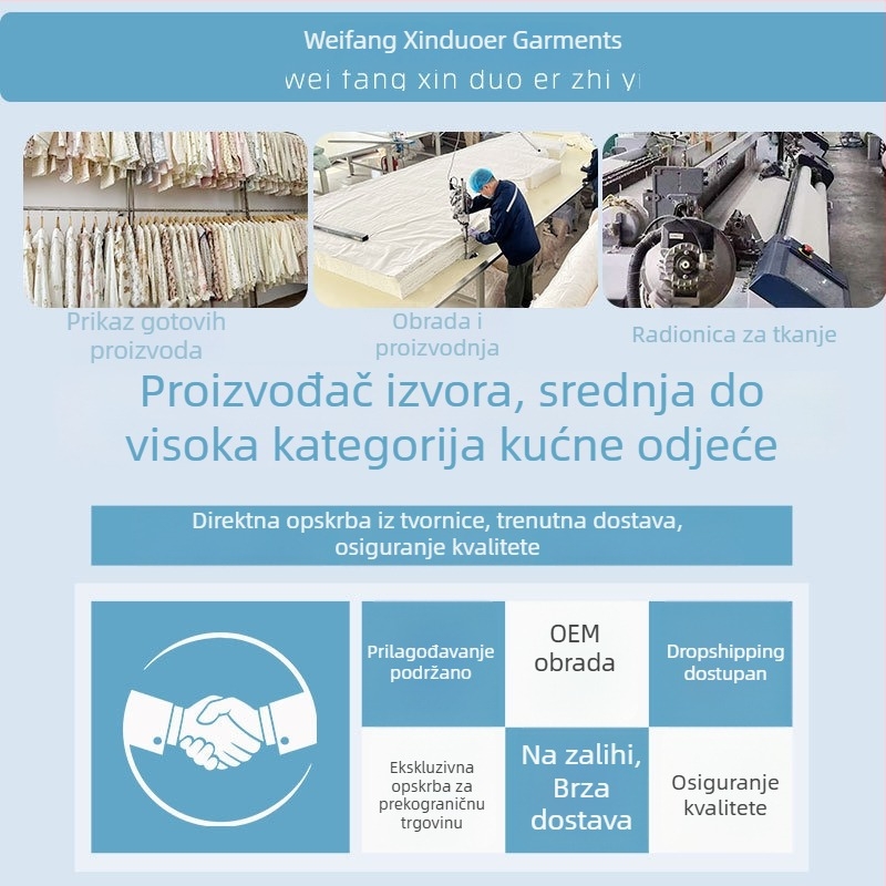 Ženske pamučne pidžame, set u jednostavnom ležernom stilu, tanki materijal, dugi rukavi, duge hlače