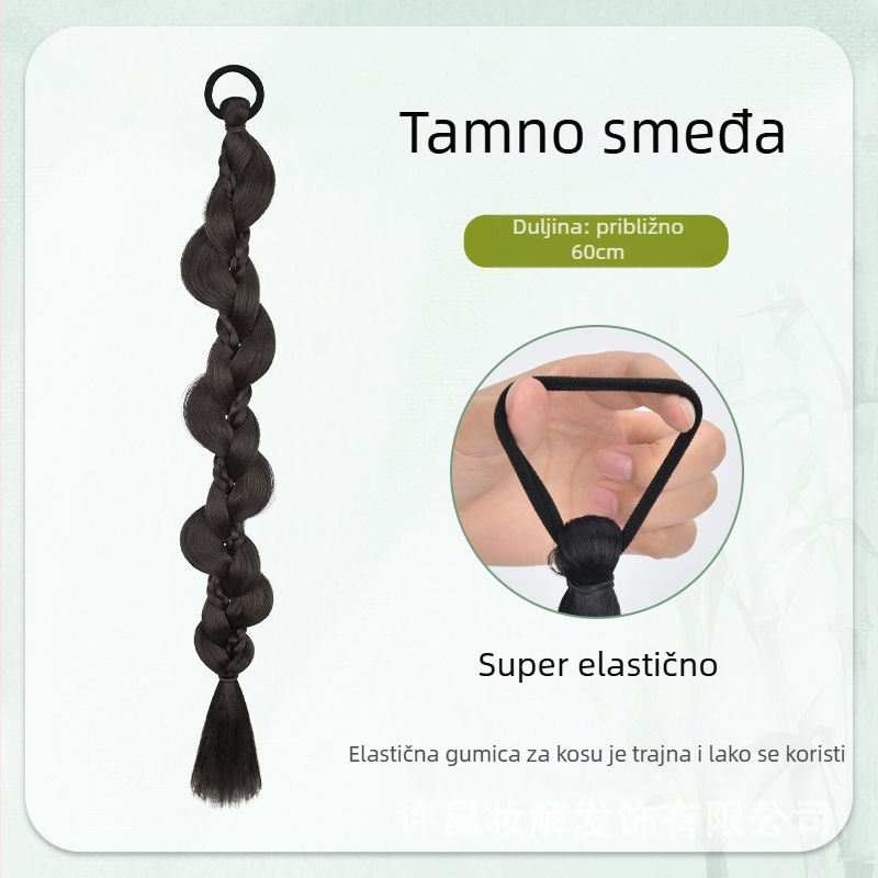 Perika s pletenicama i repom, Hanfu drevno-kineski stil, bočni dio, vlakna otporna na visoke temperature, model PY522, za žene