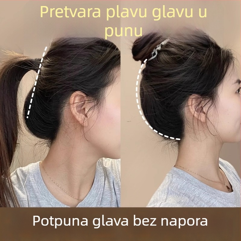 Pričesak s repom za volumen na vrhu glave, vlakno otporno na toplinu, mehanička konstrukcija, nije moguće bojati ili uvijati, za žene