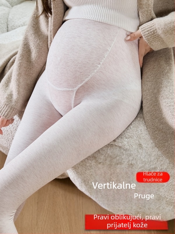 Trudničke pantyhose s vertikalnim crtama, debele, najlon/poliester, podrška trbuha, zima