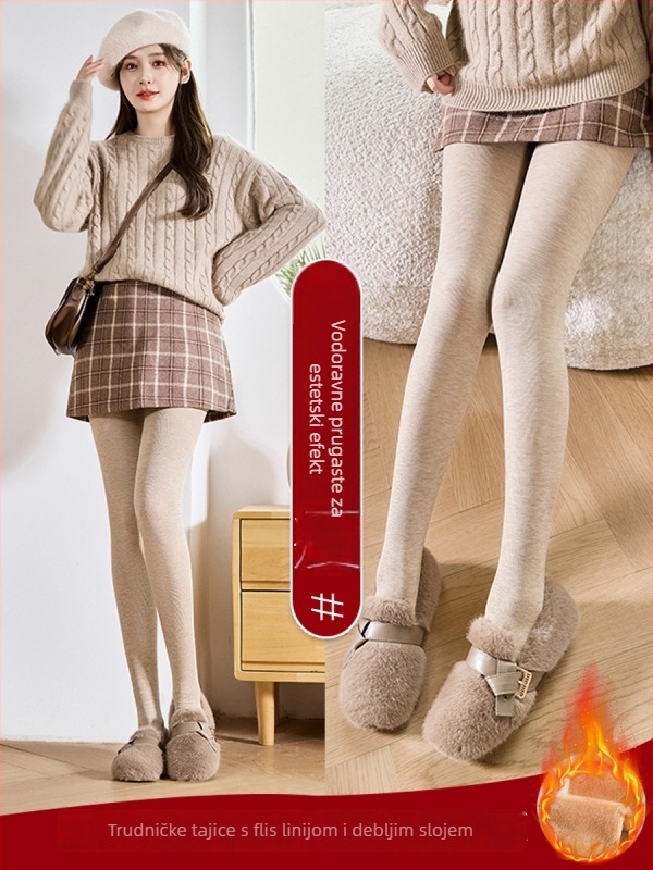 Trudničke pantyhose s vertikalnim crtama, debele, najlon/poliester, podrška trbuha, zima