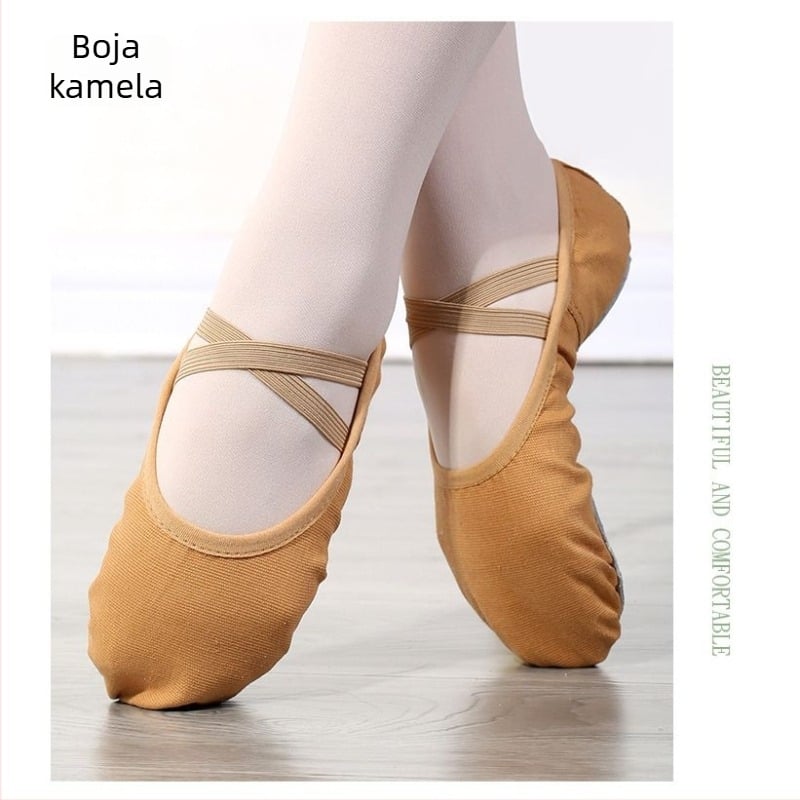 Dječje baletne mekane cipele, platnene gornje, književno retro stil, pogodne za balet, dob 5 godina