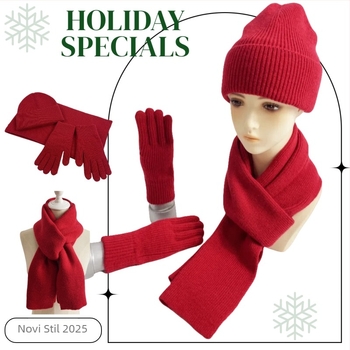 Trodijelni set: kapa, šal i rukavice od akrila, Jacquard pletenje, jednofarbni uzorak, unisex za odrasle, zimsko-jesensko razdoblje