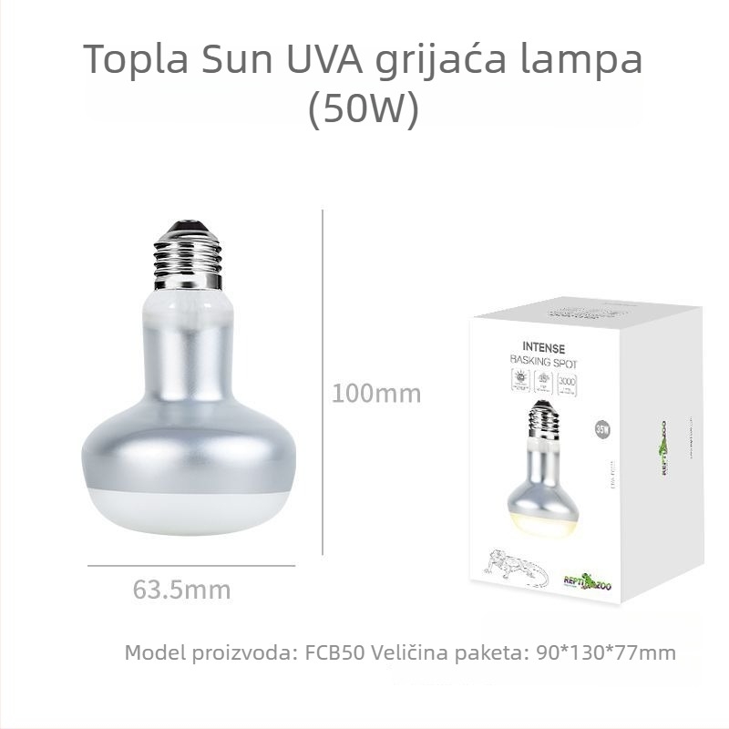Reptizoo UVA grijaća lampa za gmizavce – staklena, 50W, 0,5 kg, UVA svjetlo