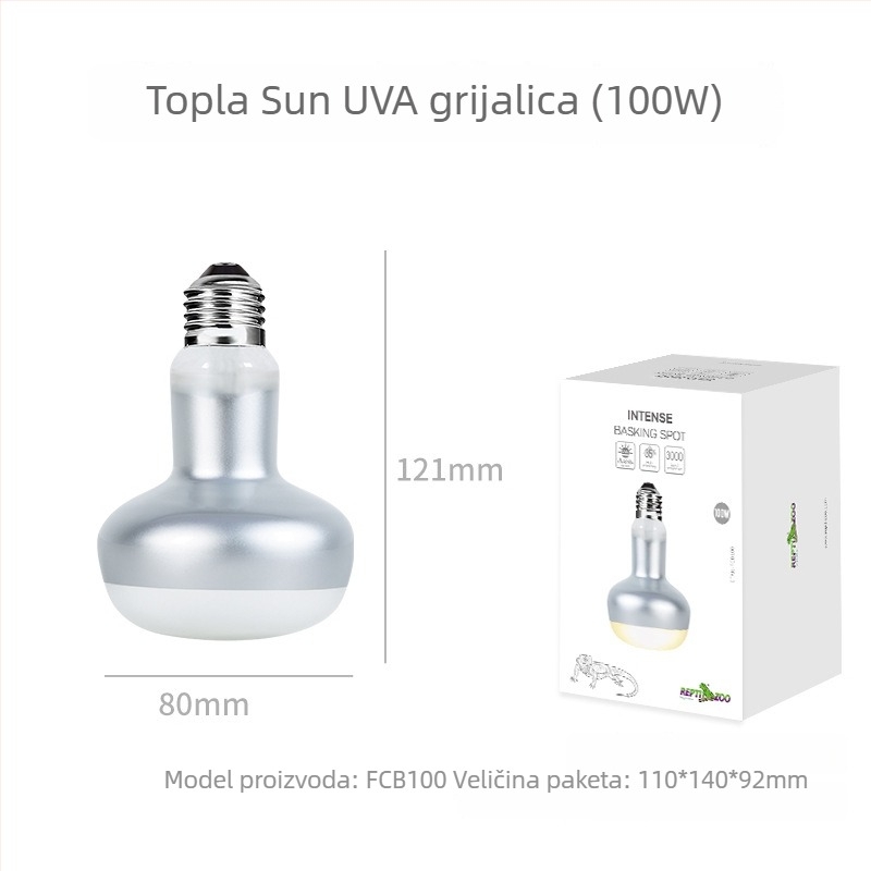 Reptizoo UVA grijaća lampa za gmizavce – staklena, 50W, 0,5 kg, UVA svjetlo