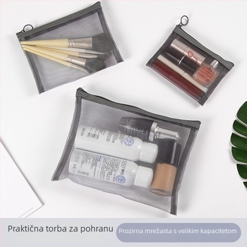 Najlon torbica za šminku, prozračni mrežasti dizajn, trodijelni putni set sa zatvaračem