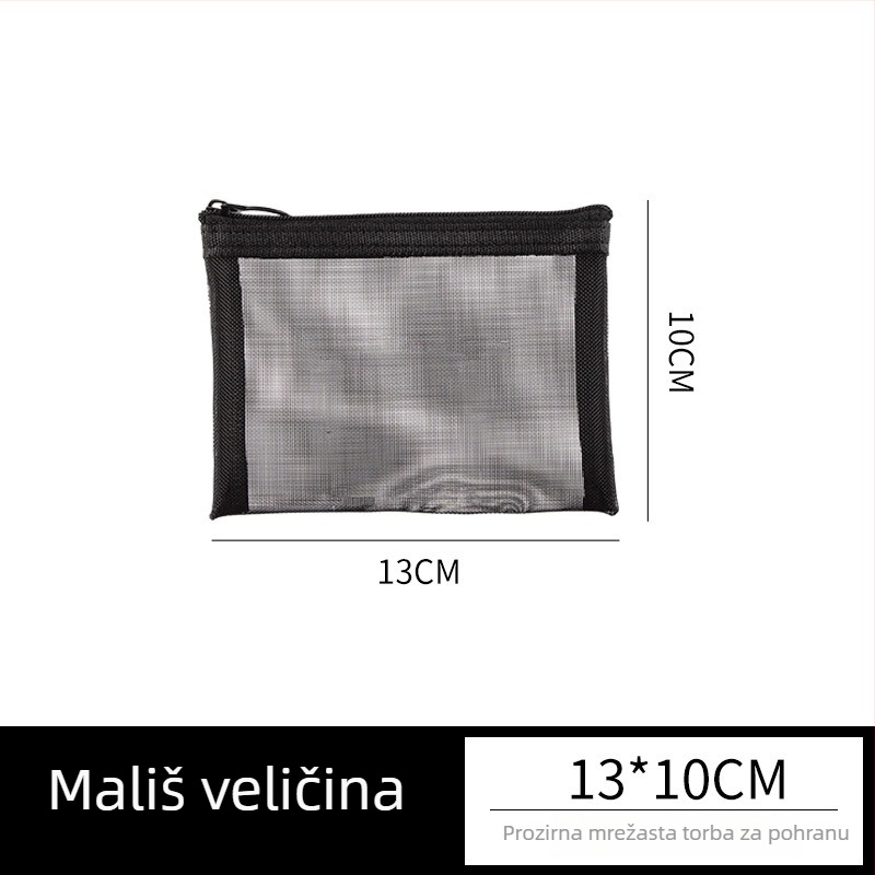 Najlon torbica za šminku, prozračni mrežasti dizajn, trodijelni putni set sa zatvaračem