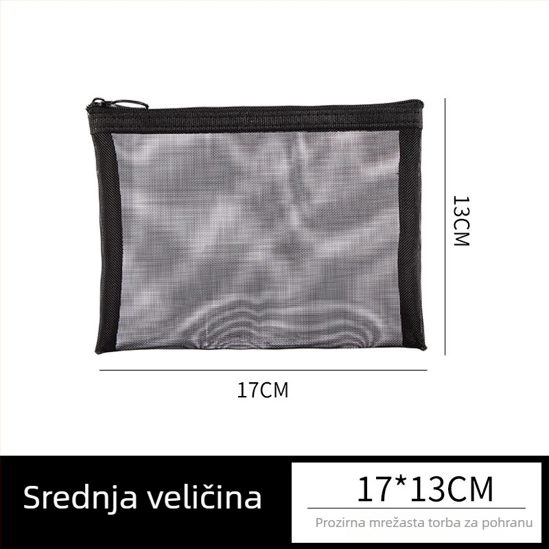 Najlon torbica za šminku, prozračni mrežasti dizajn, trodijelni putni set sa zatvaračem