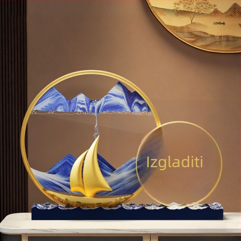 3D slika s tekućim pijeskom, novi kineski stil sreće i prosperiteta, ručni rad od smole za uredski dekor