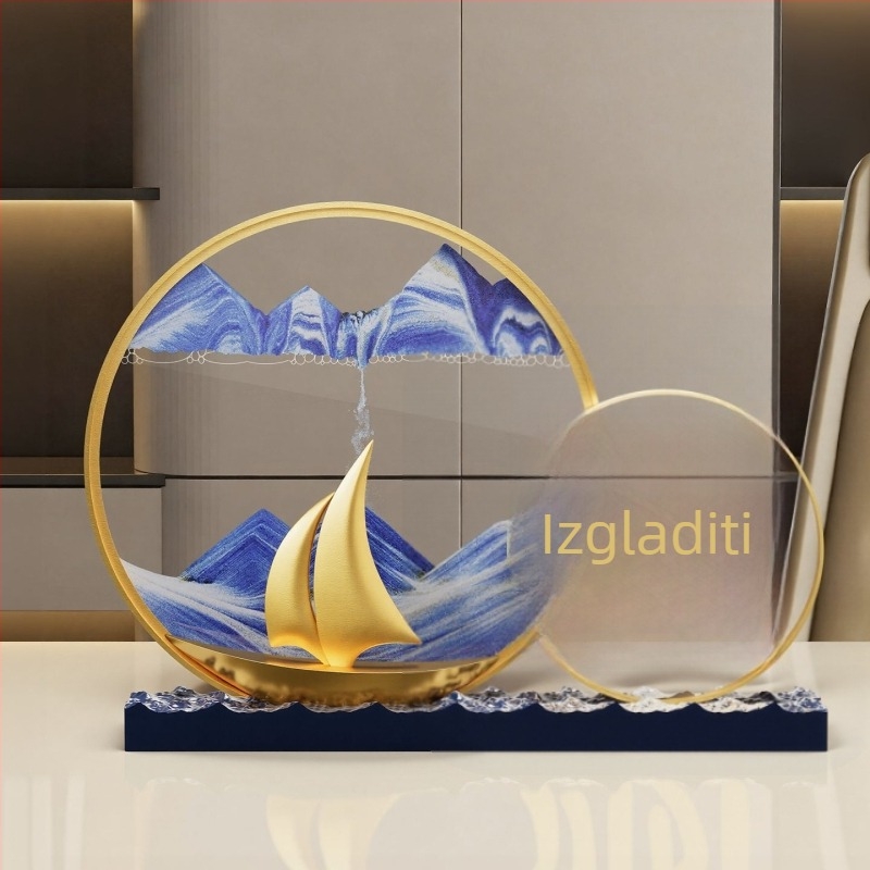 3D slika s tekućim pijeskom, novi kineski stil sreće i prosperiteta, ručni rad od smole za uredski dekor