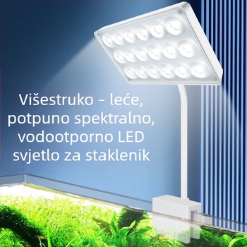 Klip LED svjetlo za akvarij — vodootporno, puni spektar WRGB, višekutni leće za vodene biljke
