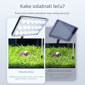 Klip LED svjetlo za akvarij — vodootporno, puni spektar WRGB, višekutni leće za vodene biljke