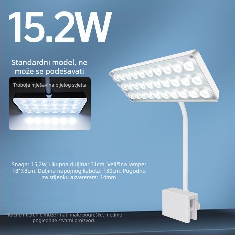 Klip LED svjetlo za akvarij — vodootporno, puni spektar WRGB, višekutni leće za vodene biljke