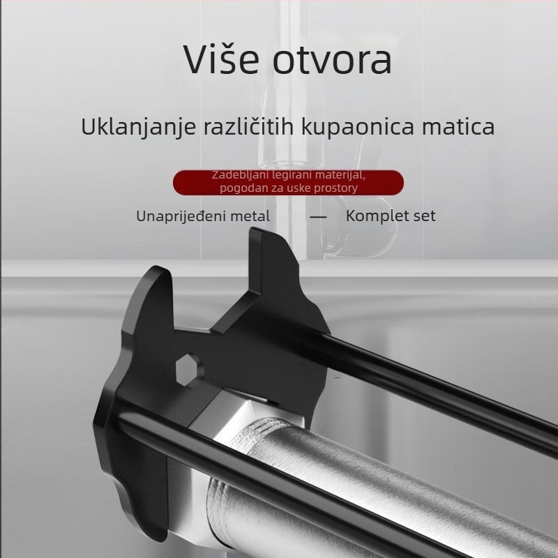 Višenamjenski ključ za sudoperu i slavinu, univerzalni alat za otpuštanje, instalaciju i demontažu u kupaonici, dvostruki osovinski ključ (Brend: 11 • Materijal: ugljična čelika • Kod proizvoda: Bs 01 • Stil: Dostupan luksuz)