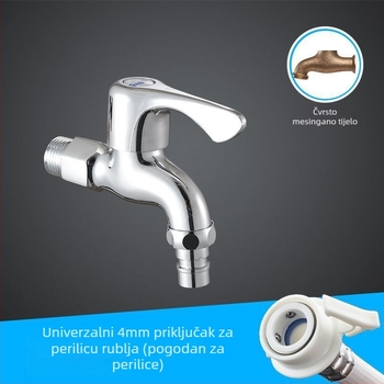 Bakarna višenamjenska slavina za perilicu i sudoper, slavina s brzim otvaranjem, elektroplatinirana površina, moderni minimalistički stil, 1,6 MPa